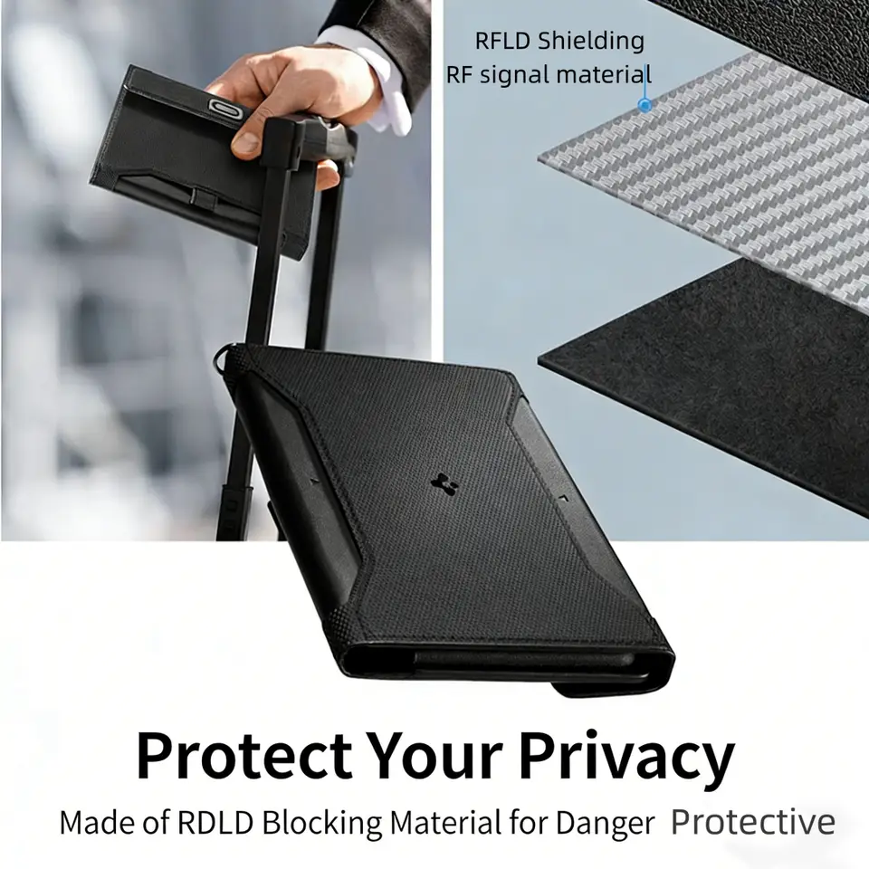 حافظة جواز سفر عالمية من سبايجن مع حجب RFID، محفظة بطاقات أصلية مقاومة للسرقة والسقوط، هدية حماية البطاقات - 4