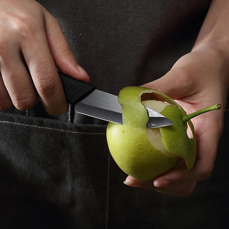 Kitchen Knife 1/3/5 Kitchen Knife Set 4-inch stainless steel fruit knife with sheath Black fixed blade plastic handle knife view 5