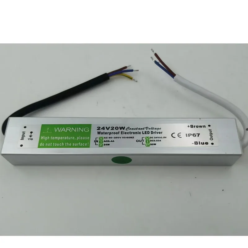 Waterproof IP67 LED Driver Ac DC 12V/24V 10W 15W 20W 25W 30W 36W 45W 50W 60W 80W 100W 120W 150W Power Supply for LED Strip Light