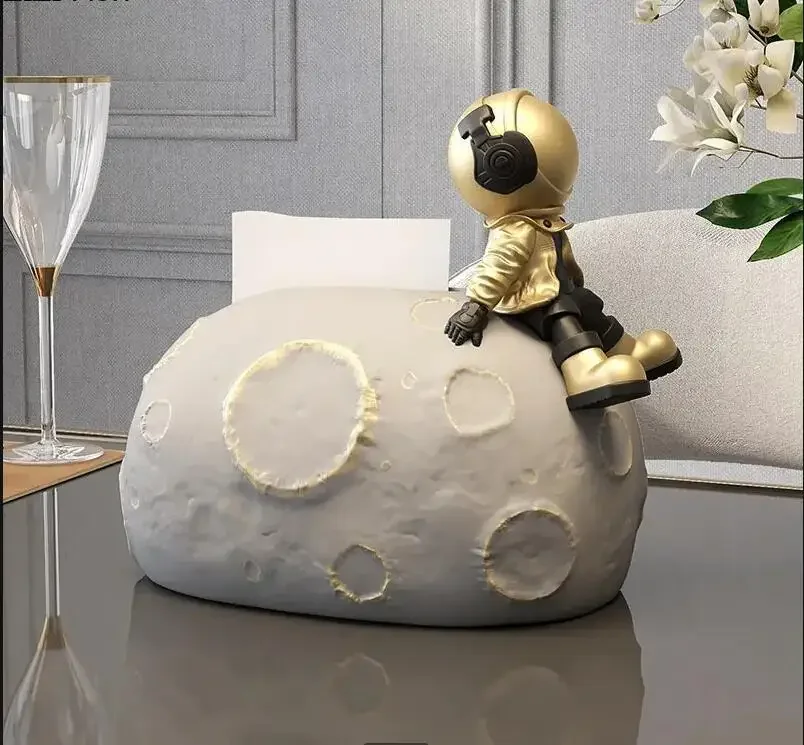 Dining Table Resin Tissue Box Astronaut Decoration Living Room Storage Home Art Crafts