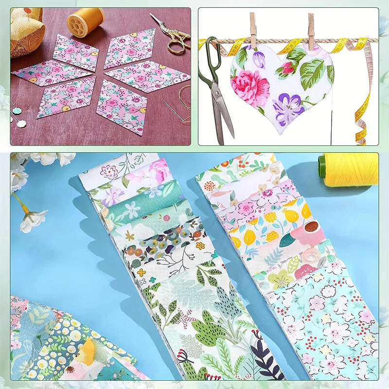 20Pcs Cotton Fabric Jelly Roll Strips Colorful Flower Printinng Cloth DIY Patchwork Quilting Decoration Sewing Craft Accessories