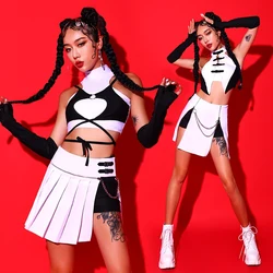 Jazz Dance Costume Adult Hip Hop Dance Outfit Tops Skirt Kpop Clothing Clubwear Sexy Gogo Dancer Performance Clothes AMY675