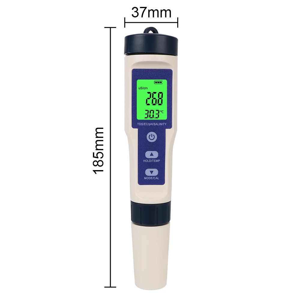 5 in 1 PH/TDS/EC/SALT/TEMP Water Quality Detector Temperature Hydrogen-rich Meter Purity Measure Tool