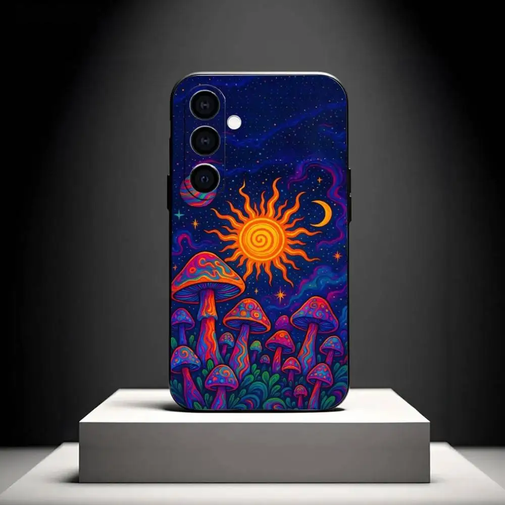 حافظة هاتف Trippy Art Mushroom لهاتف سامسونج جالاكسي A73، A72، A71، A70، A53، A52، A51، أخرى غلاف أسود ناعم #3