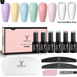 YOKEFELLOW Gel Nail Polish Kit with UV LED Light and Base Gel Top Coat Starter Kit Soak Off Gel Nail Set Manicure Gifts ForWomen