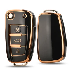 jingyuqin 3 Buttons New Arrival TPU Car Key Shell Case Fob For Audi A1 A3 Q3 Q7 R8 A6L TT Folding Key Cover