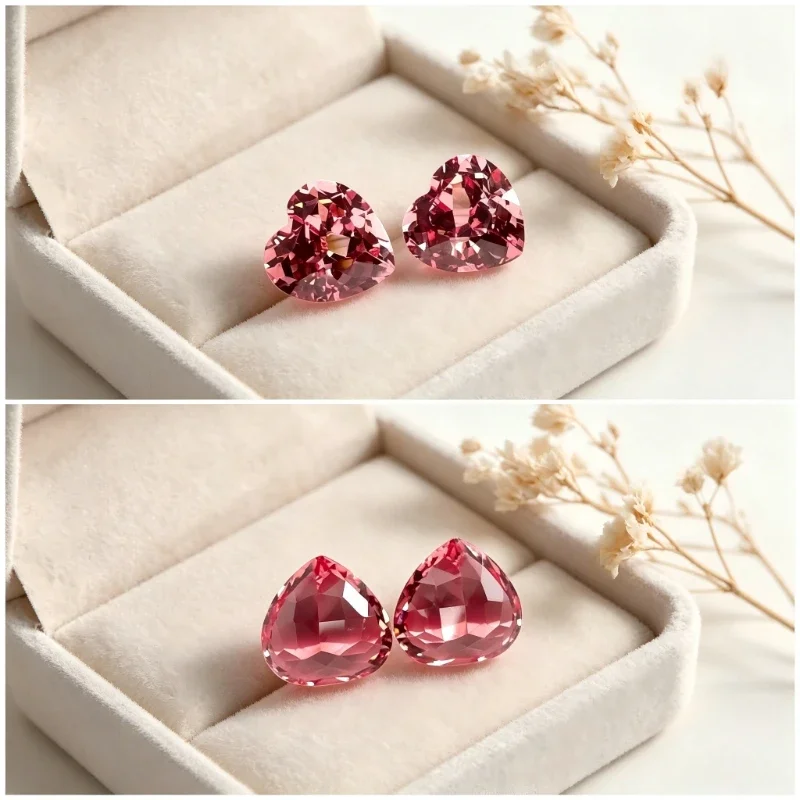 Künstlicher Edelstein Padparadscha Roter Lotus-Farbiger Herzförmiger Hochwertiger Stein mit Zertifikat – Detail 6