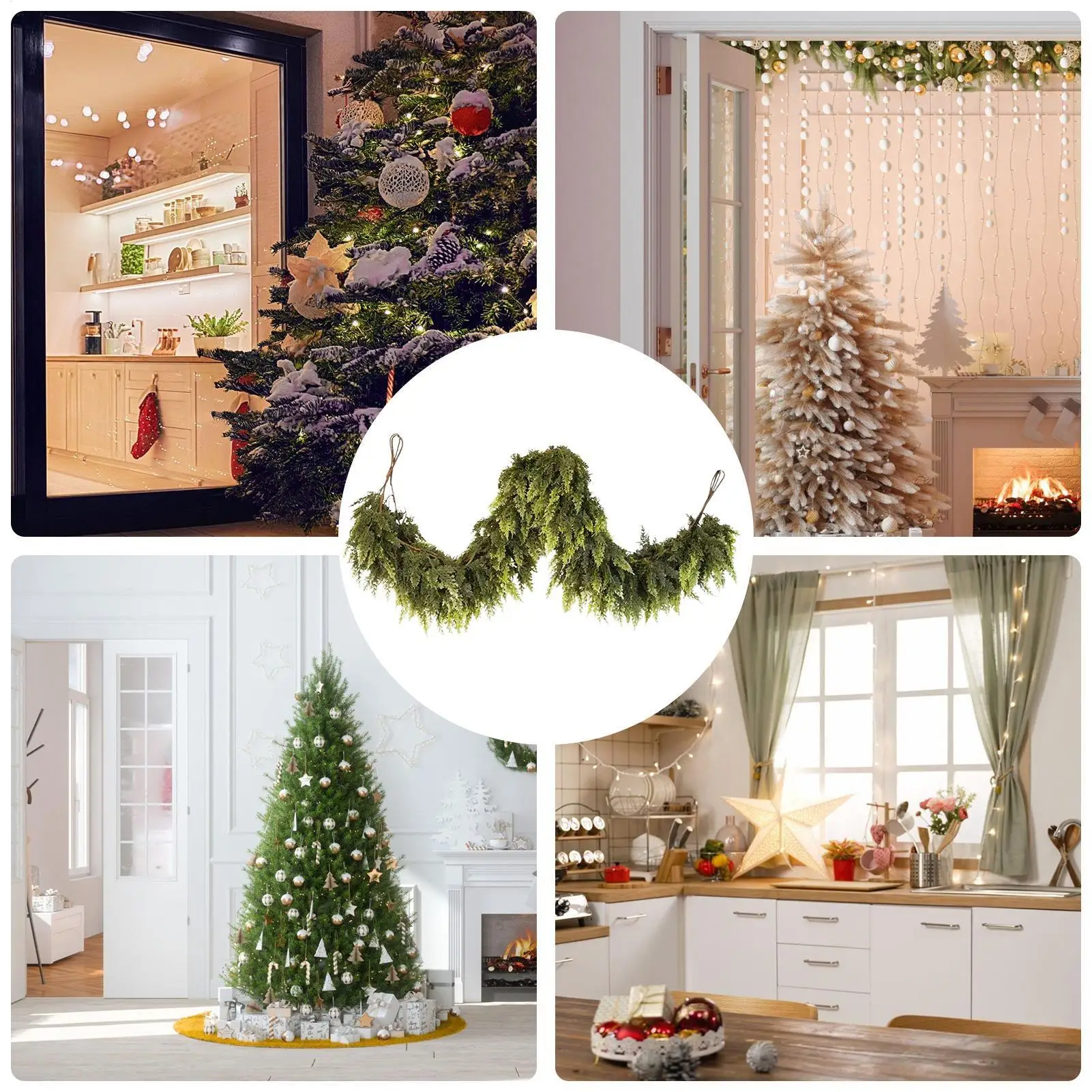Christmas Garlands Artificial Green Pine Decoration Artificial Garland for Wreath Fireplace Tree Mantel Porch Indoor Stairs - view 5