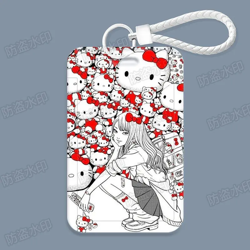 Cute Sanrio Hello Kitty Card Sleeve Tomie Junji Ito Peripheral Kawaii Cartoon Anime Slide Cover Meal Card Protective Cover Gift