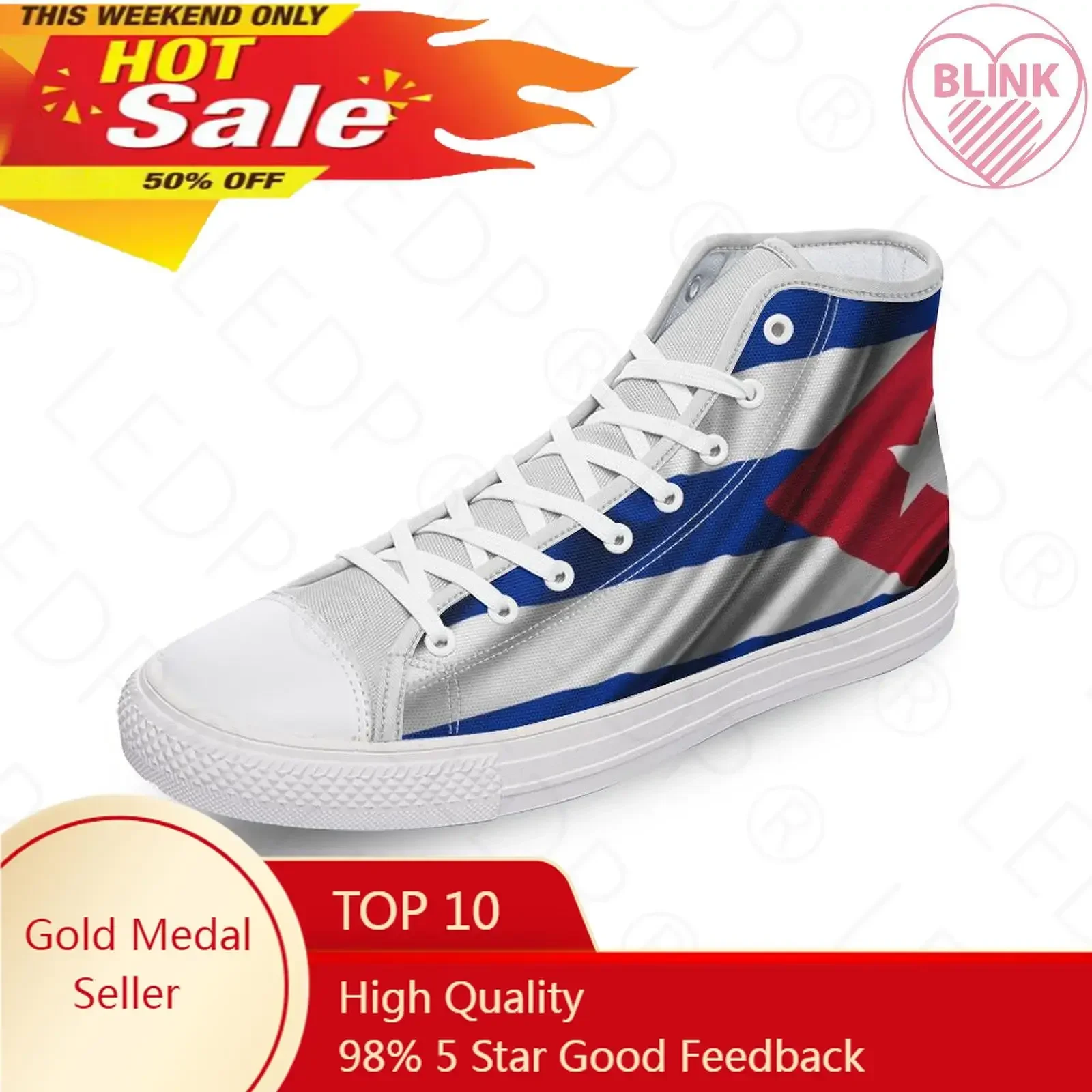 

Cuba Flag High Top Canvas Shoes Diy Luxury Men Women Casual Shoes Fashion Ladies Sports Flat Sneakers 3D Print New in Zapatillas