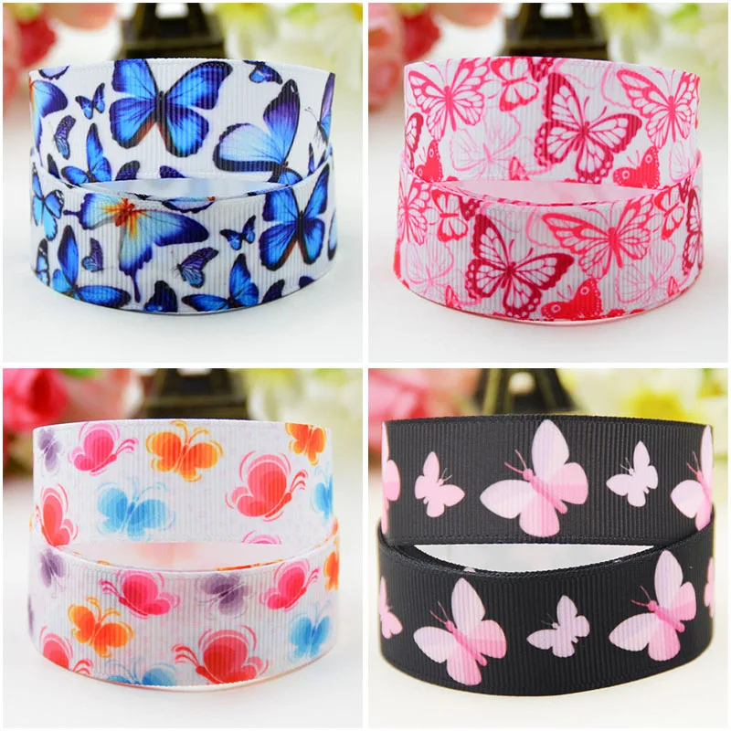 

22mm 25mm 38mm Ruban satin Butterfly Cartoon Character printed Grosgrain Ribbon for DIY Hair Bows Party Decoration 10 Yards