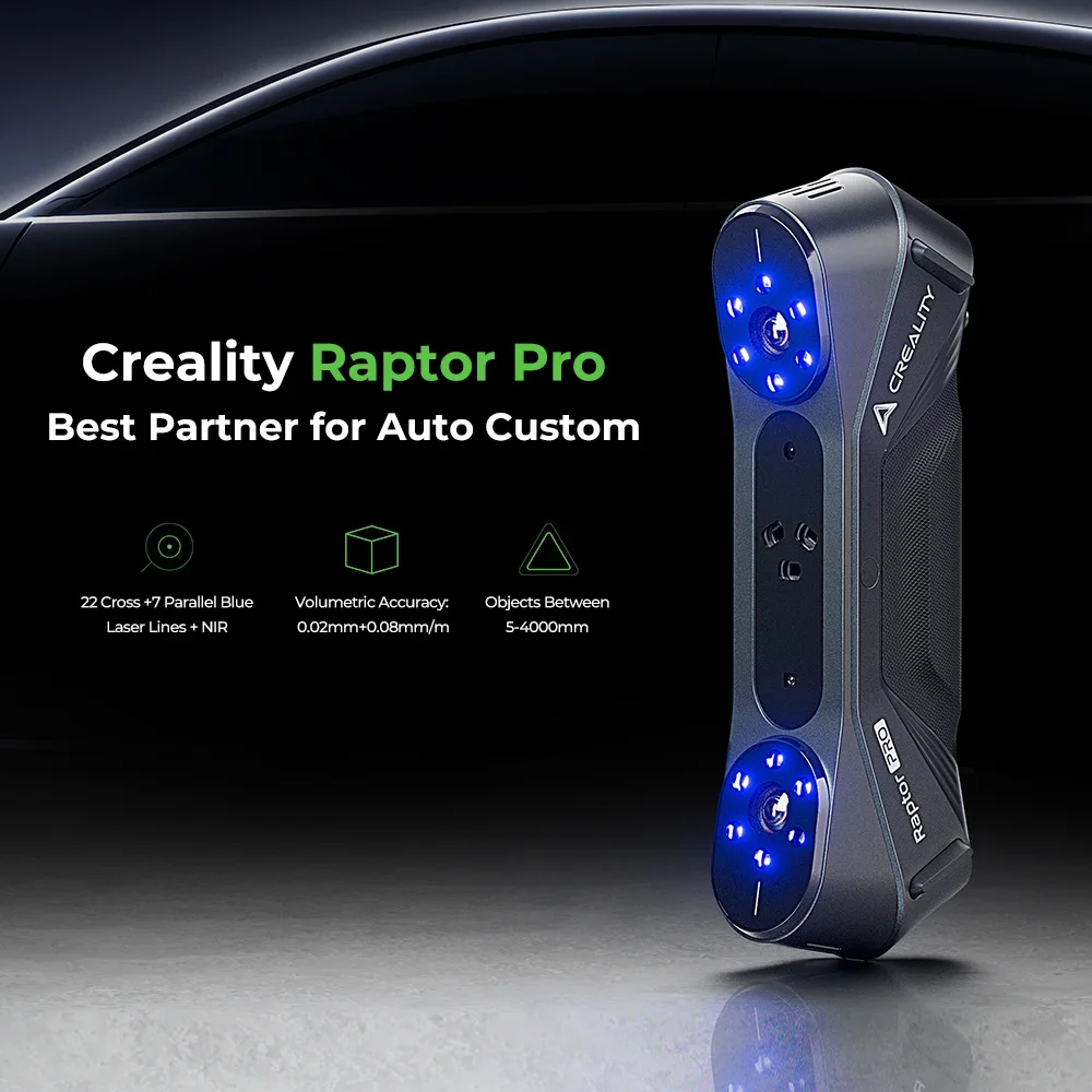 Creality Raptor Pro 3D Scanner 22+7 Blue Laser & NIR 0.02mm Accuracy For 5-4000mm Objects