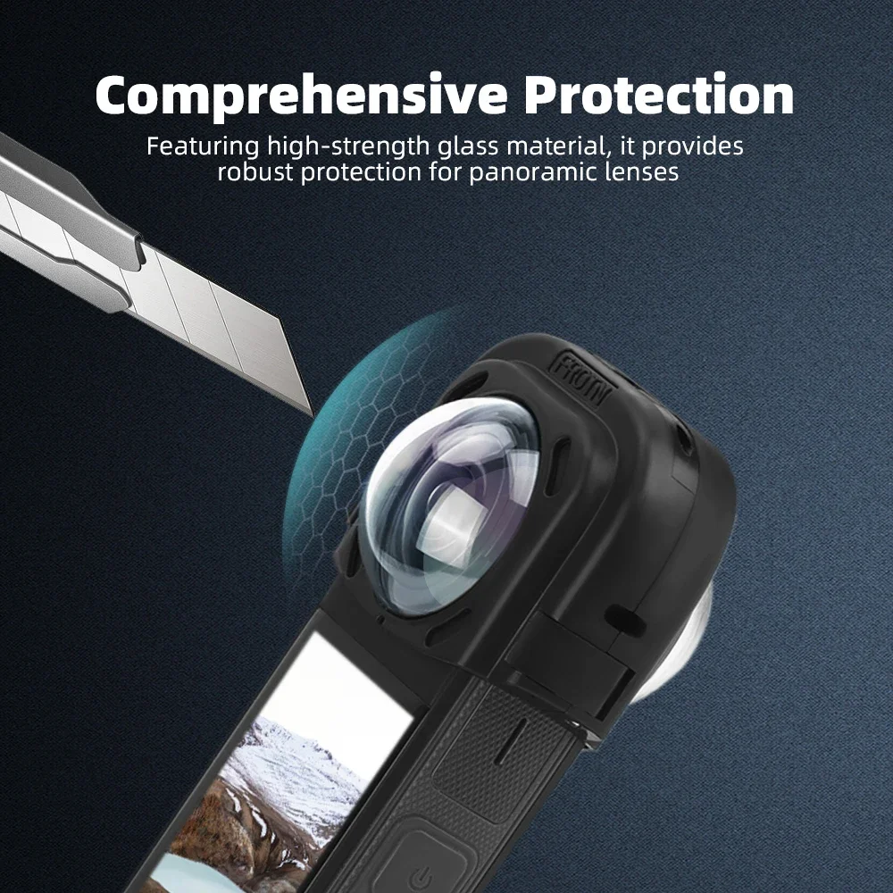 Espelhos protetores anti-risco, tampa de vidro temperado, tampa de liberação rápida, apto para câmera esportiva Insta360 X4