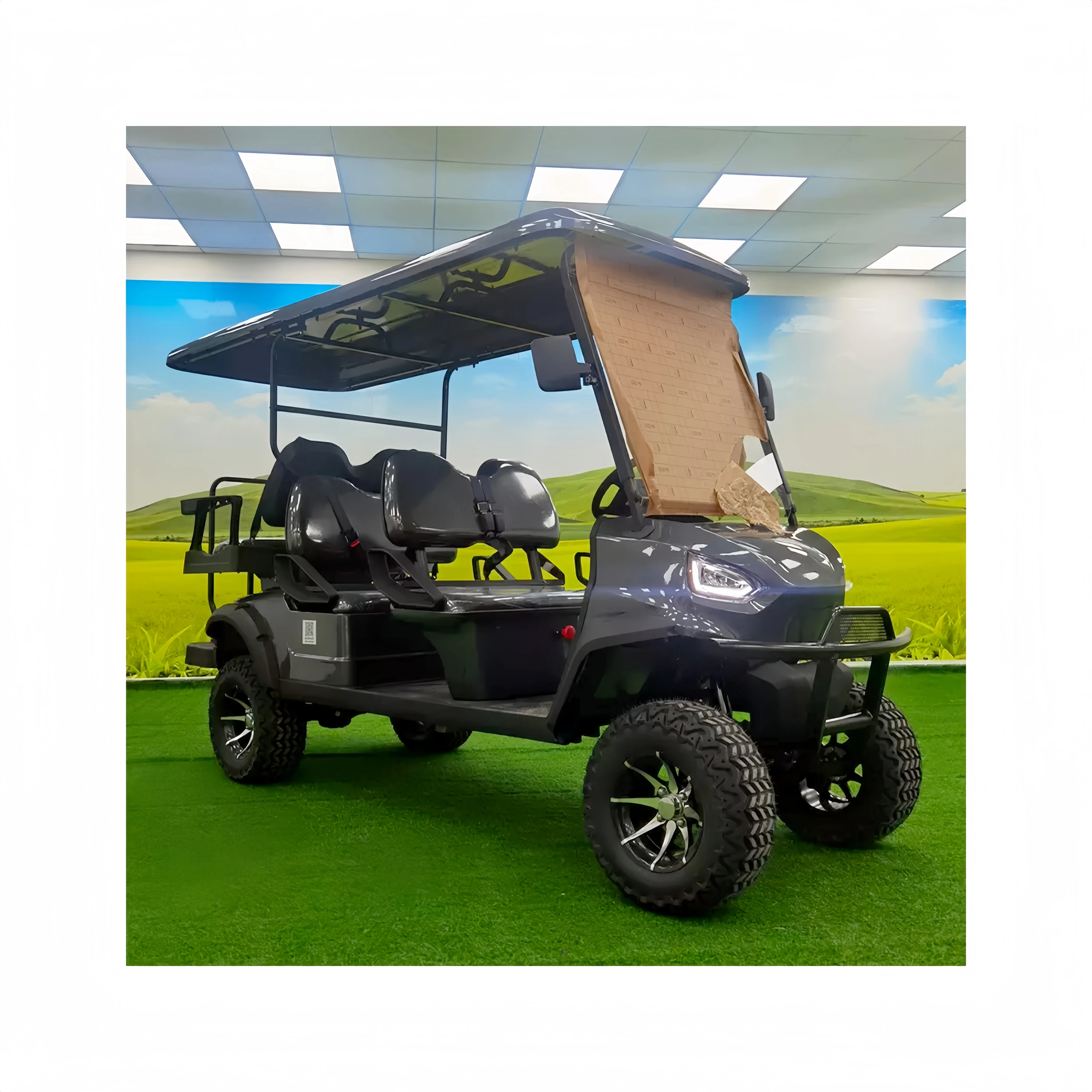 تخصيص على الطرق الوعرة 72 فولت بطارية ليثيوم الصيد عربات التي تجرها الدواب الكهربائية توجيه عربة جولف مركبة لمشاهدة معالم المدينة الكهربائية #6