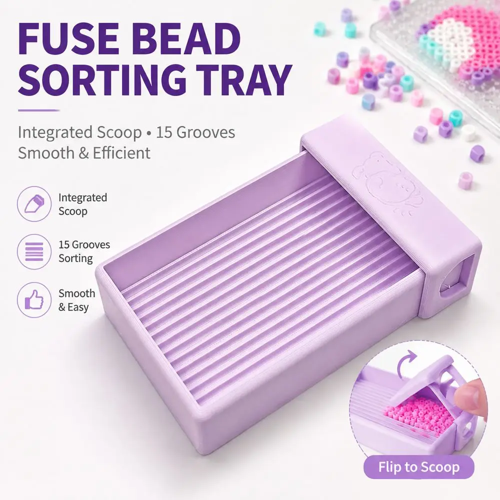 Plastic Fuse Bead Tray Grooved Ribbed Surface Diamond Painting Tray Pastel Colors Craft Bead Organizer Bead Aligner Tray