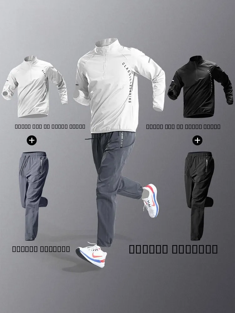 

Men's Sportswear Set Casual Fitn Training Run Qui Dry Outdoor Jaet Long Sve T-irt And Pants Spring Autumn New Arr...