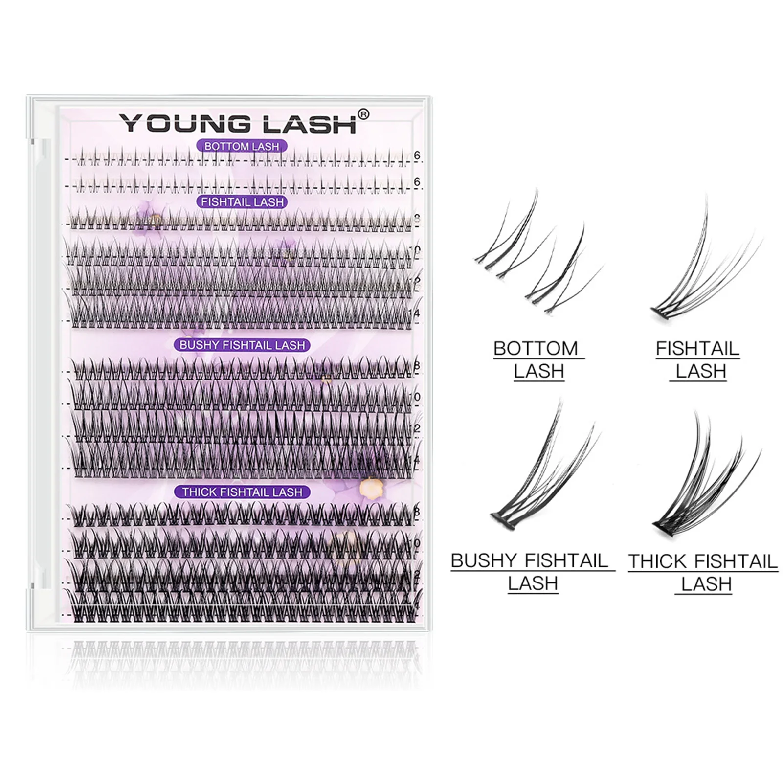 Pestañas postizas de visón con volumen 20D, Base de unión térmica, extensión de pestañas para mujeres, diseño de borde de cola de pez para maquillaje de ojos espectacular