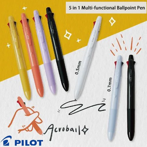 Bolígrafo Pilot de 4 colores, lápiz mecánico 0,5, Acroball, bolígrafo de tinta de bajo viscosidad ultrasuave, papelería japonesa Original