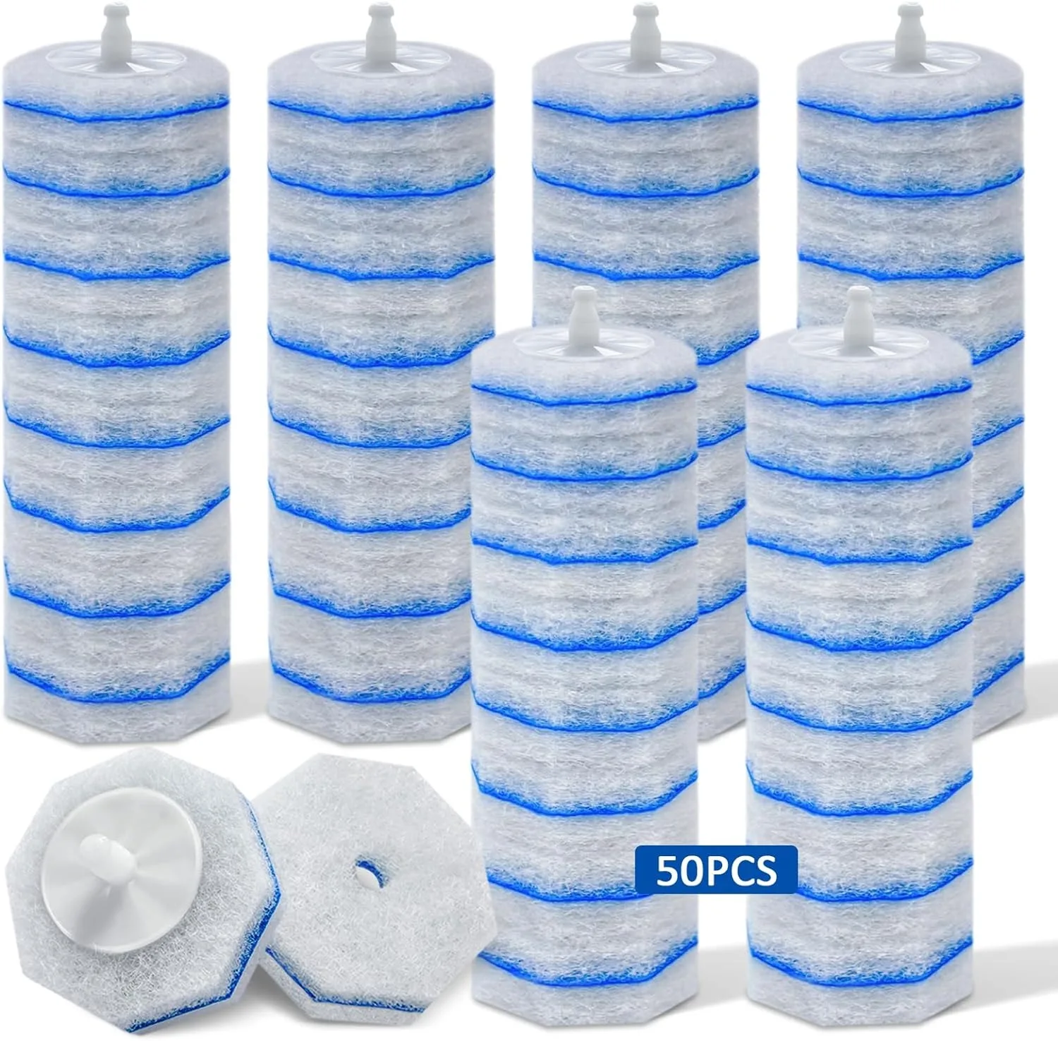 50 Recambios para Escobillas de Inodoro, Compatibles con Escobillas Clorox, Varillas Desechables para Limpiar el Inodoro Cabezal de cepillo para inodoro.