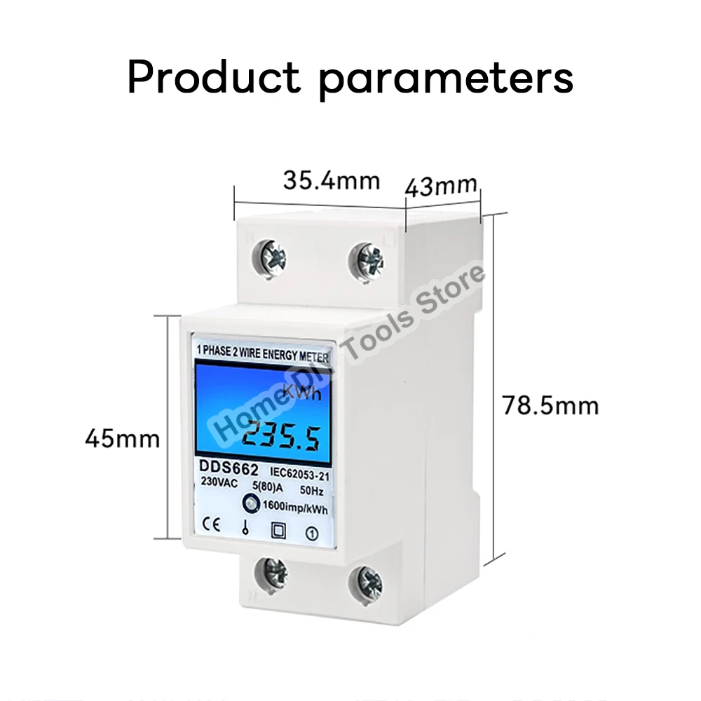 Single Phase Two Wire LCD Digital Display Wattmeter Power Consumption Energy Electric Meter KWh AC 230V 50Hz Electric Din Rail