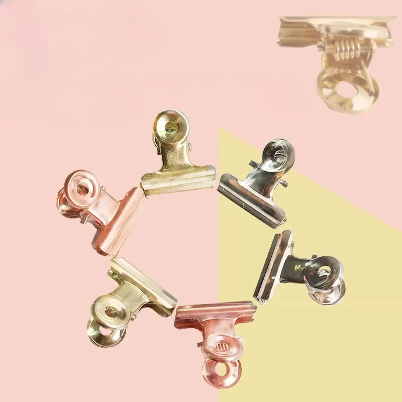 10PCS/Set 22mm Round Metal Grip Clips Ticket Paper Stationery Bulldog Spring Clip for Tags Bags Office Document Binder Clip