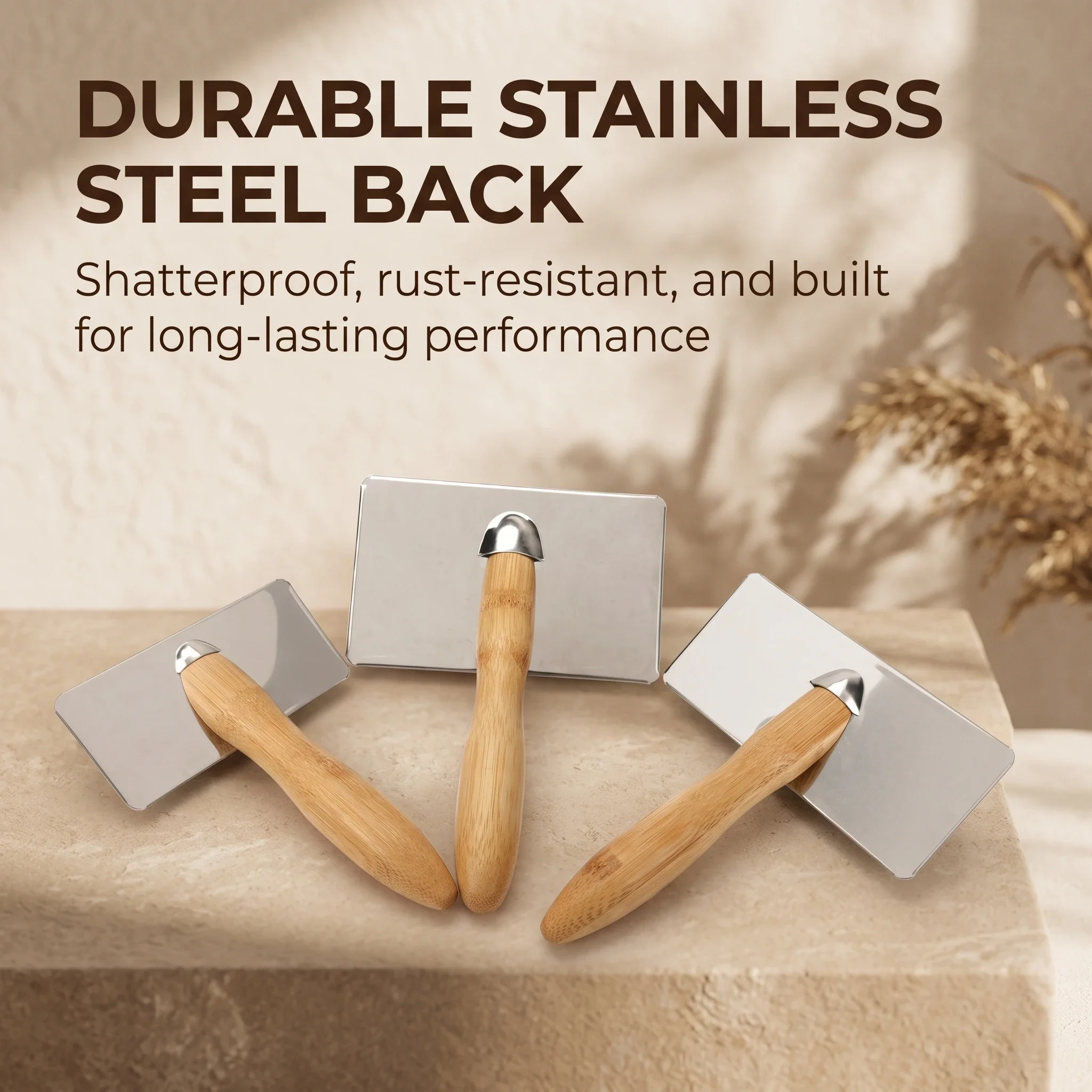 Premium Bamboo Pet Slicker Brush, Angled Stainless Steel Pins for Dematting & Deshedding, Ergonomic Brush for Dogs and Cats