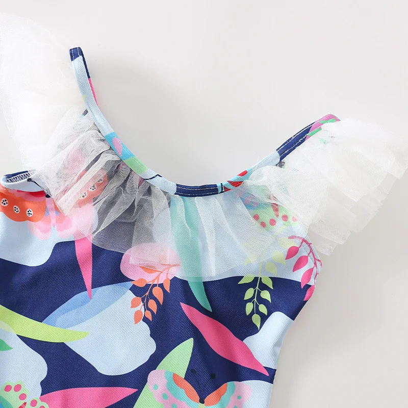 2-8T Flower Girls Swimsuit Cute Sweet Beach Holiday Clothes Set Toddler Kid Summer Quick-dry Sunscreen Swimwear Outfit