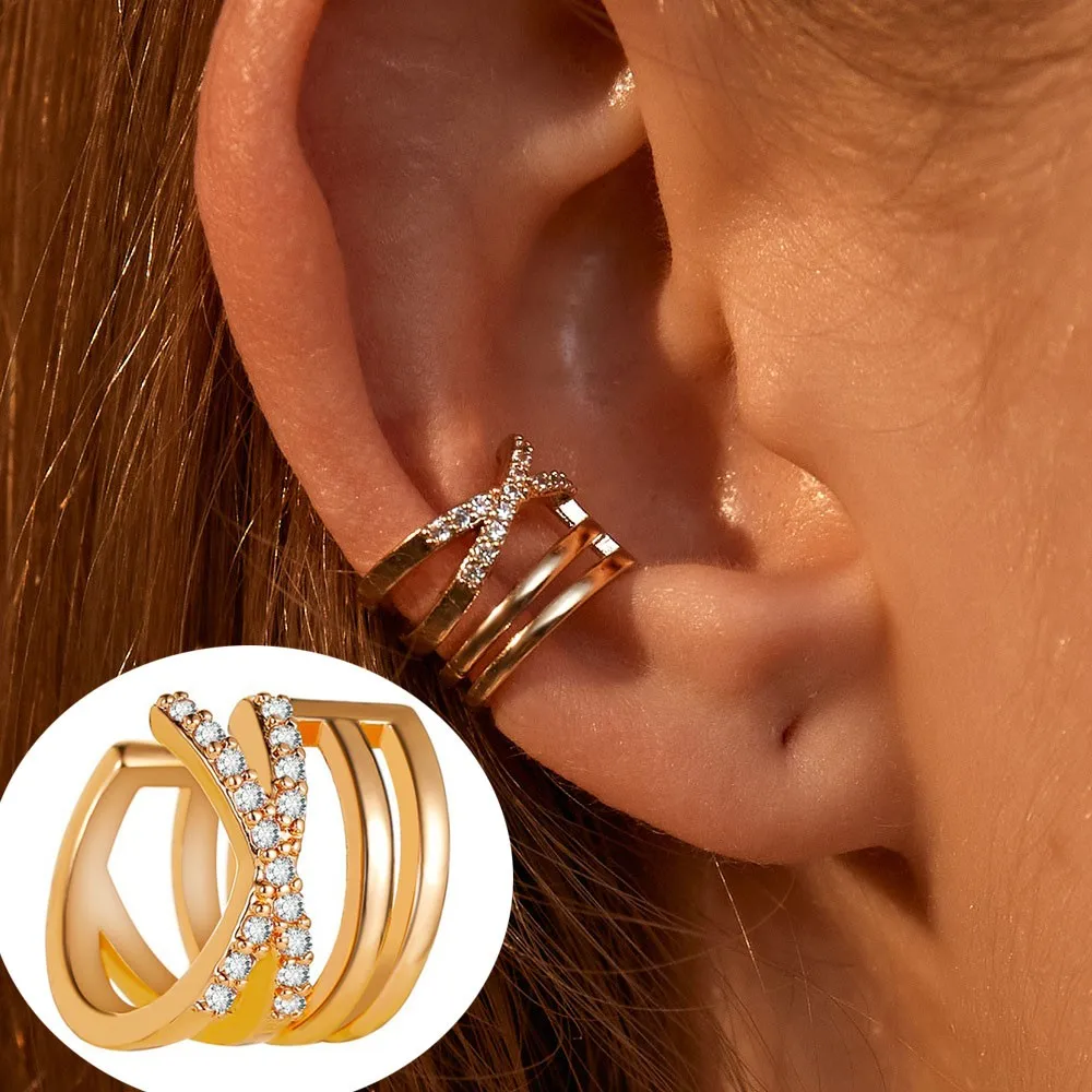 Punk Ohr Clip Ohrringe Für Frauen Schmuck Ohr Manschetten Ohne Loch Gefälschte Piercing Ohrring Earcuff C-form Clip Auf ohrringe Brincos