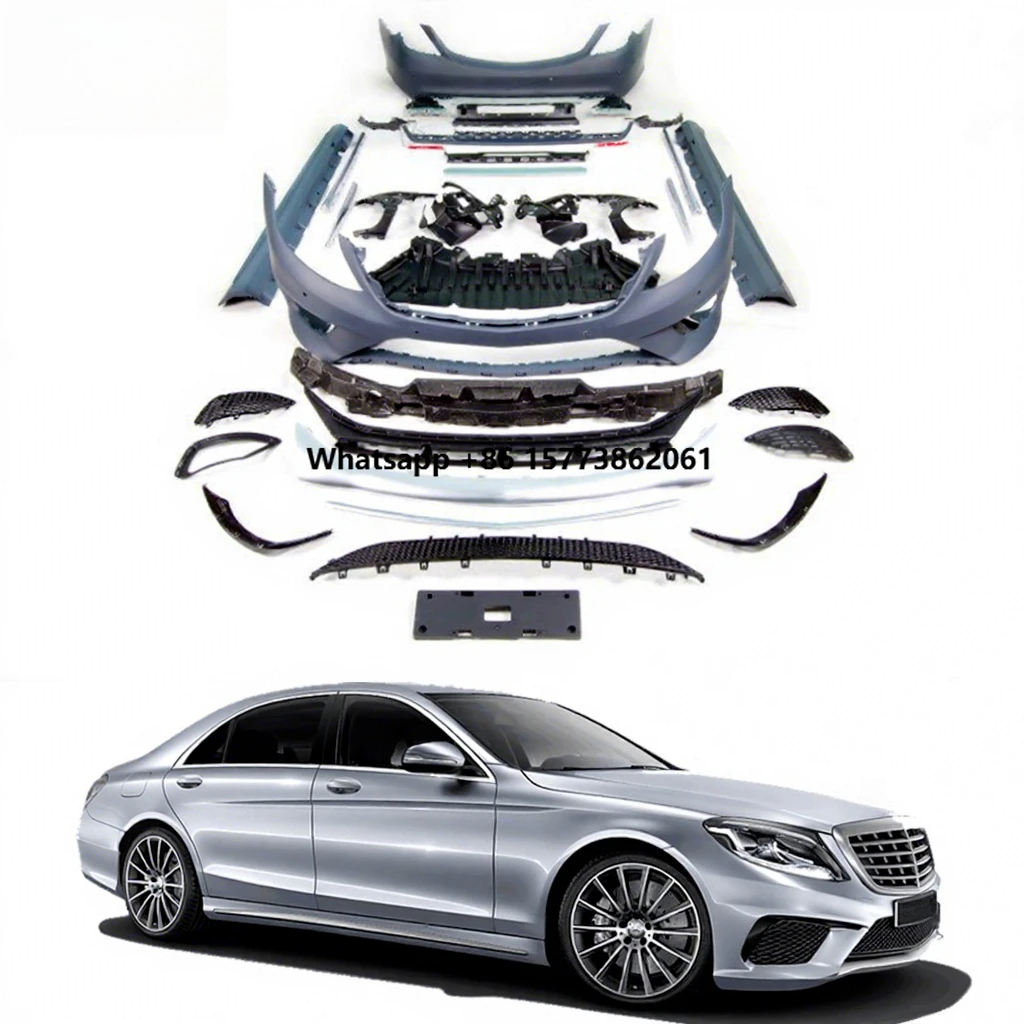 

S Class W222 S63 TI Style Body Kit 2014~2017y Front Bumper Rear Diffuser Exhaust Tips Grille Side Skirts Upgrade Body Parts