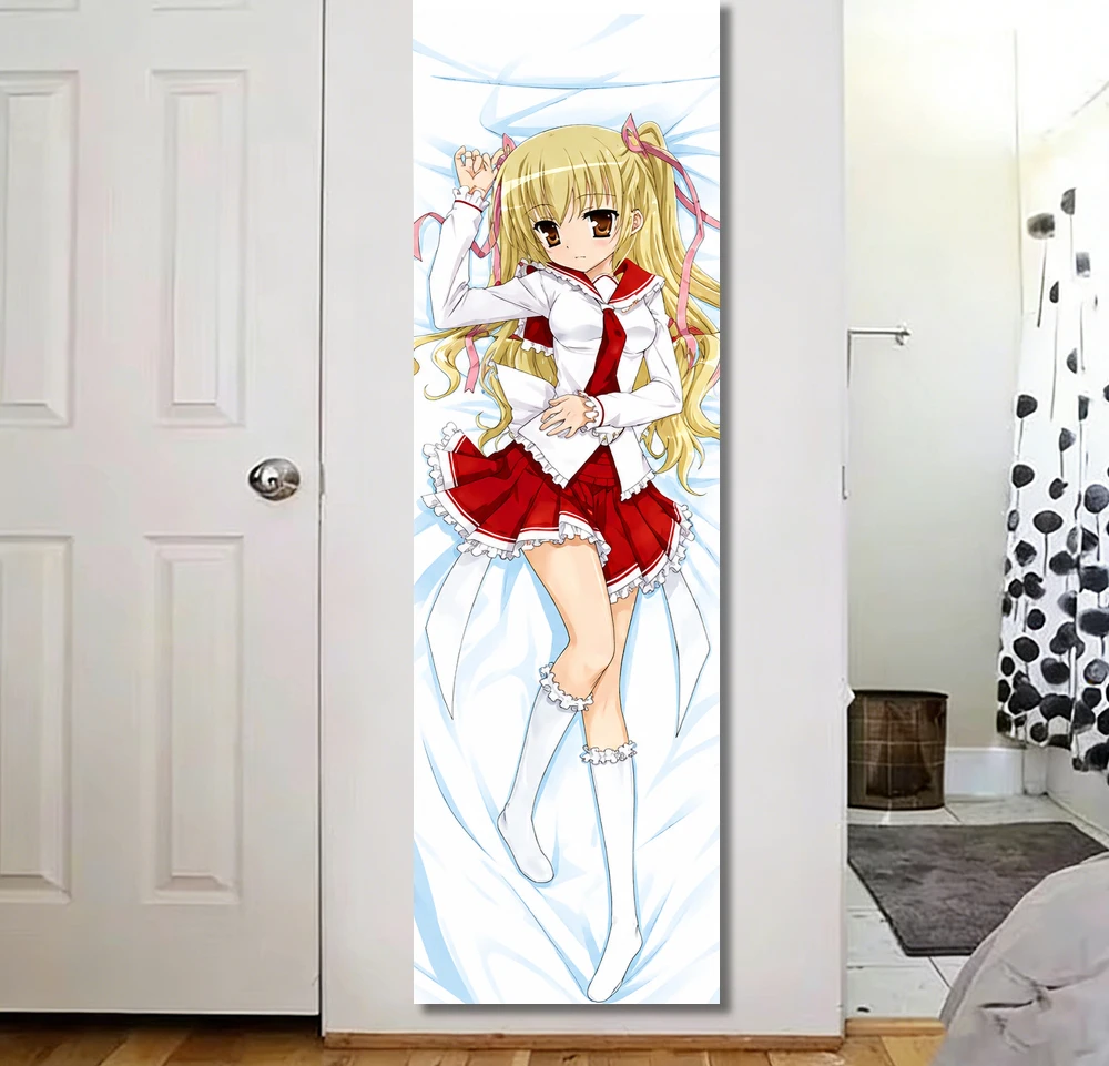 Blonde Twin Tails Anime Girl Vertical Long Tapestry Red Sailor Uniform Door Wall Hanging