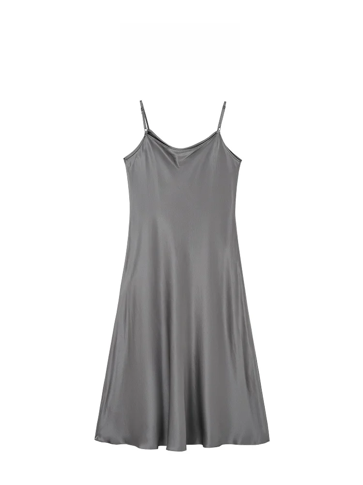 

Серое шелковое шифоновое платье Indicia без бретелек, длинное, простое, элегантное, летнее, новинка, женское платье А-силуэта без рукавов