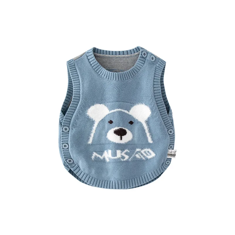 Baby Spring Wear Newborn Vest Spring Autumn Lovely Baby Vest Knitted Baby Bear Vest