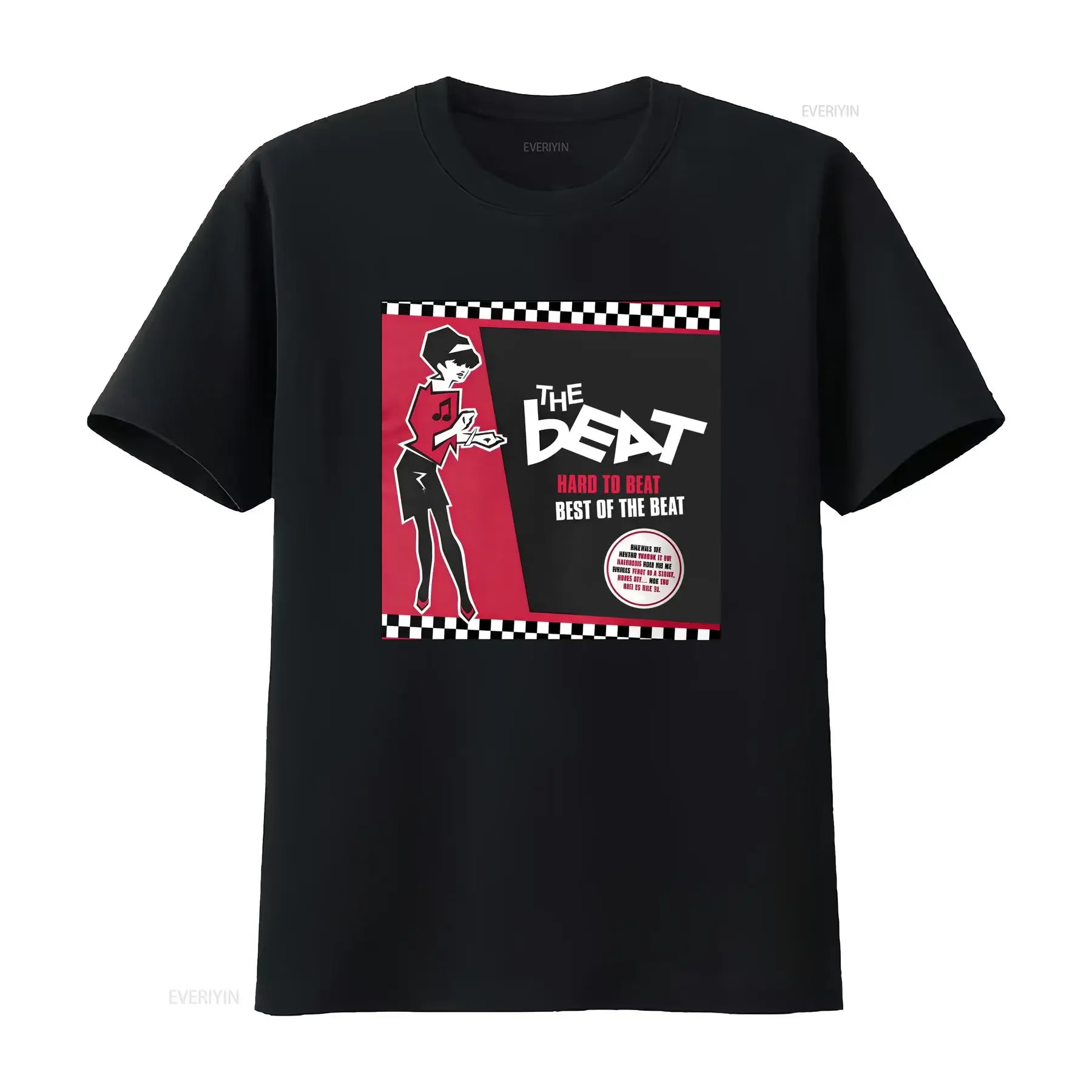 Men'S The English Beat Hard to British 2 Tone Ska T Shirt with Red Music Print Casual Round Neck Regular Fit for Reggae Fans