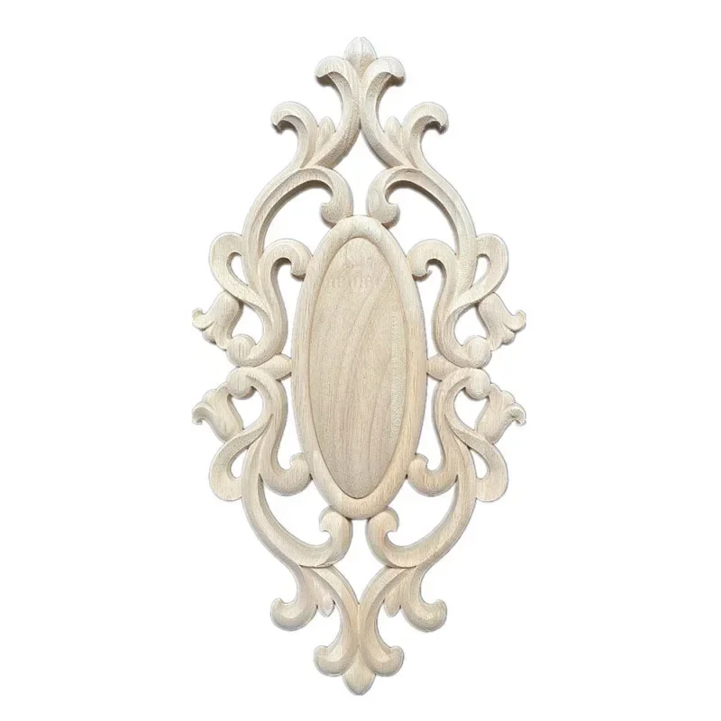 25-40cm Vintage Unpainted Wood Carved Decal Corner Onlay Applique Frame Home Furniture Wall Cabinet Door Decor Crafts
