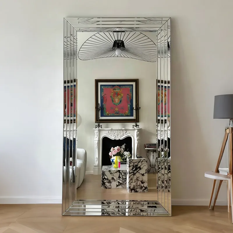 

Moving Funky Mirror Modern Living Room Full Body Standing Girls Bedroom Men Long Bathroom Floor Mirror Luxury Home Decorations