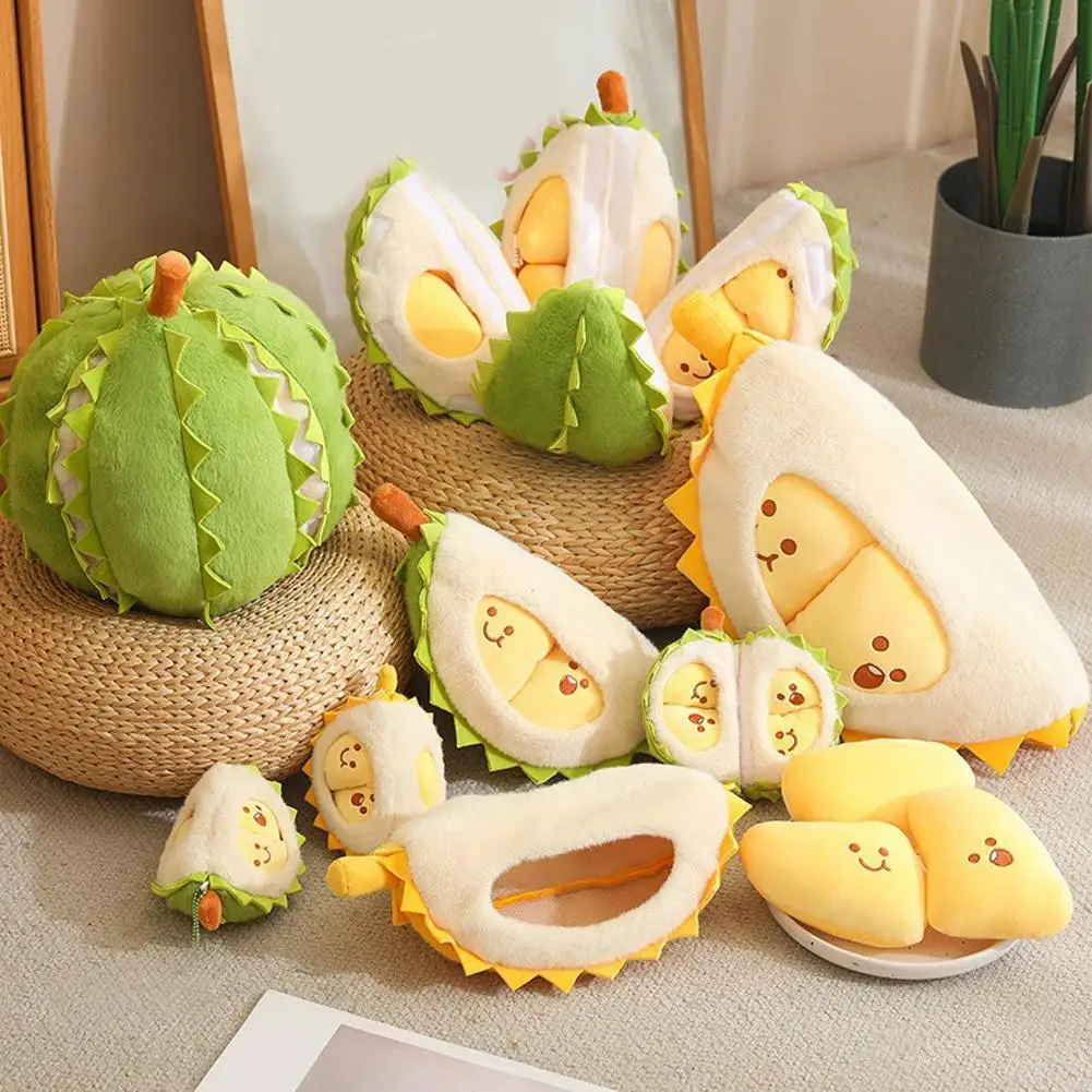 Creative Detachable Durian Pillow Plush Toy Tearable Plush Doll Stress Relief Soft Comfortable Cute Decorative Stuffed Fruit Toy