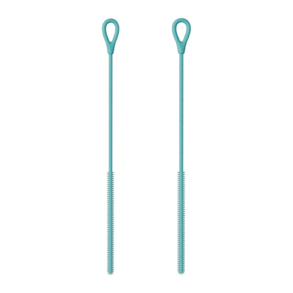 

2 шт., 6/8 мм, силиконовые щетки для соломинки, мягкая удлиненная щетка для чистки трубок, многоразовая термостойкая щетка для соски