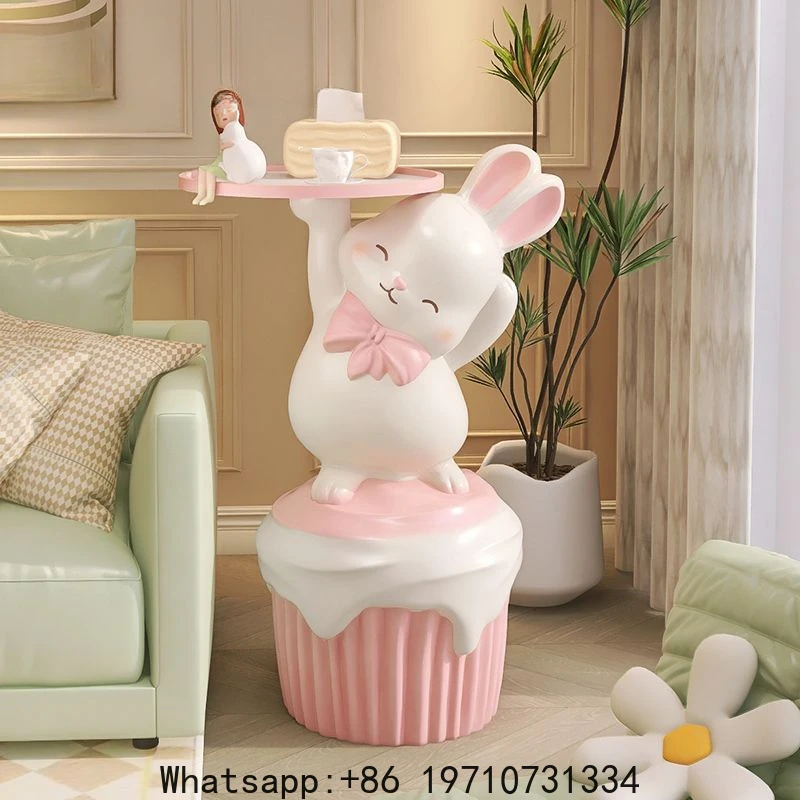 

Nordic Light Luxury Bunny Floor-standing Ornaments Coffee Table Living Room Modern Creative Tray Side Table Cute Gift Decoration