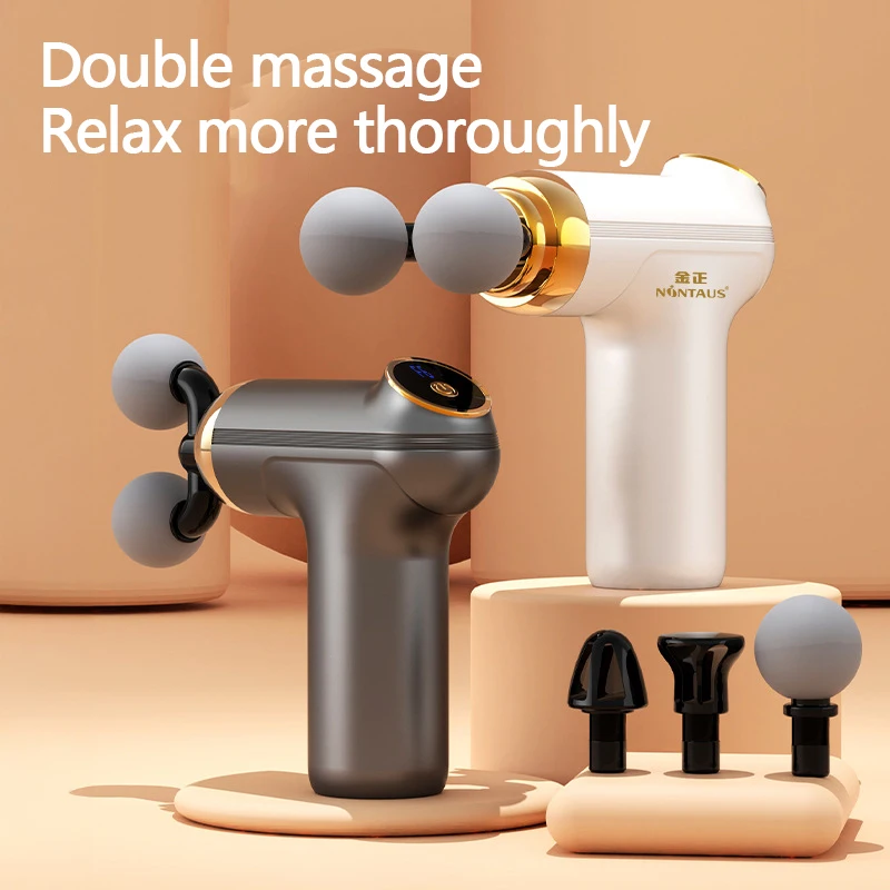 Double Head Electric Muscle Massager Professional Mini Fascia Gun Neck Cervical Foot Back Body High Frequency Portable Rechargea