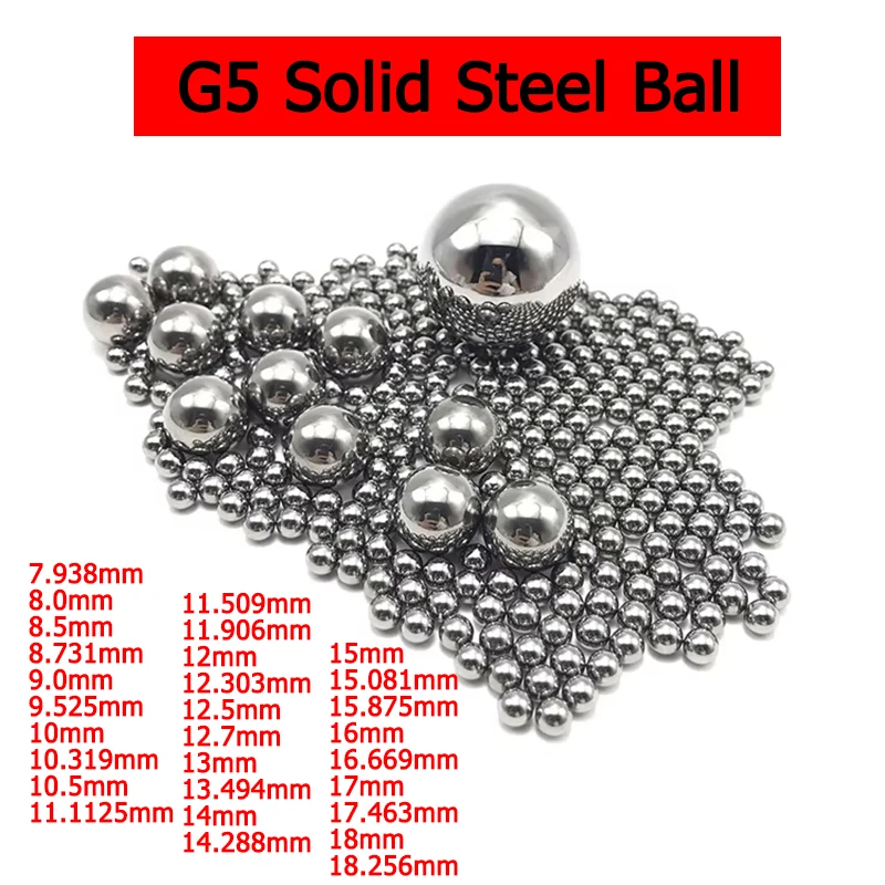 

G5 Solid Steel Ball High Precision Smooth Bearing Balls Dia 7.938mm-18.256mm for Industrial Machinery & DIY Projects