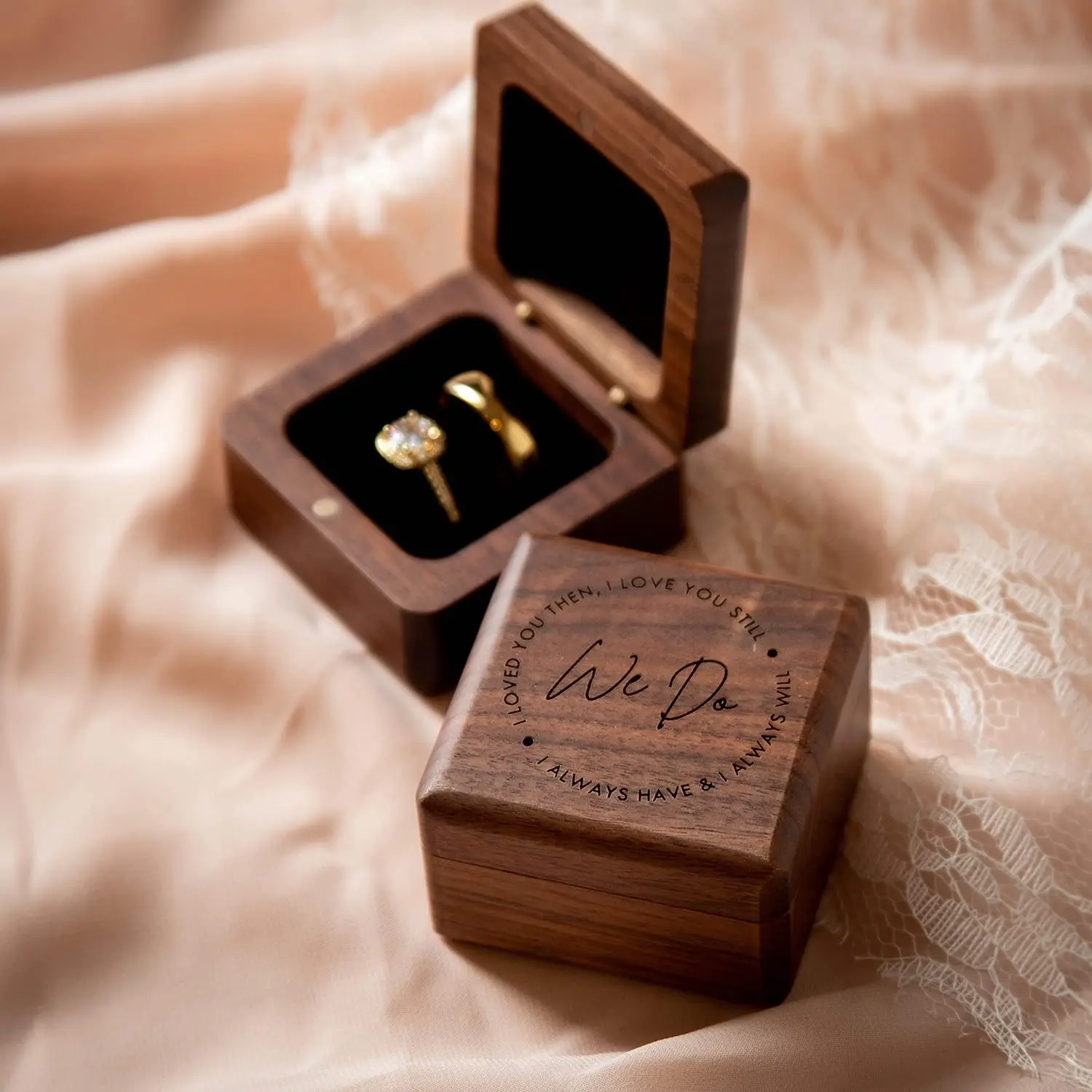 

Personalised Wedding Ring Box Custom Wood Wooden Anniversary Gift Wedding Ring Keepsake Engraved Ring Bearer Boxes