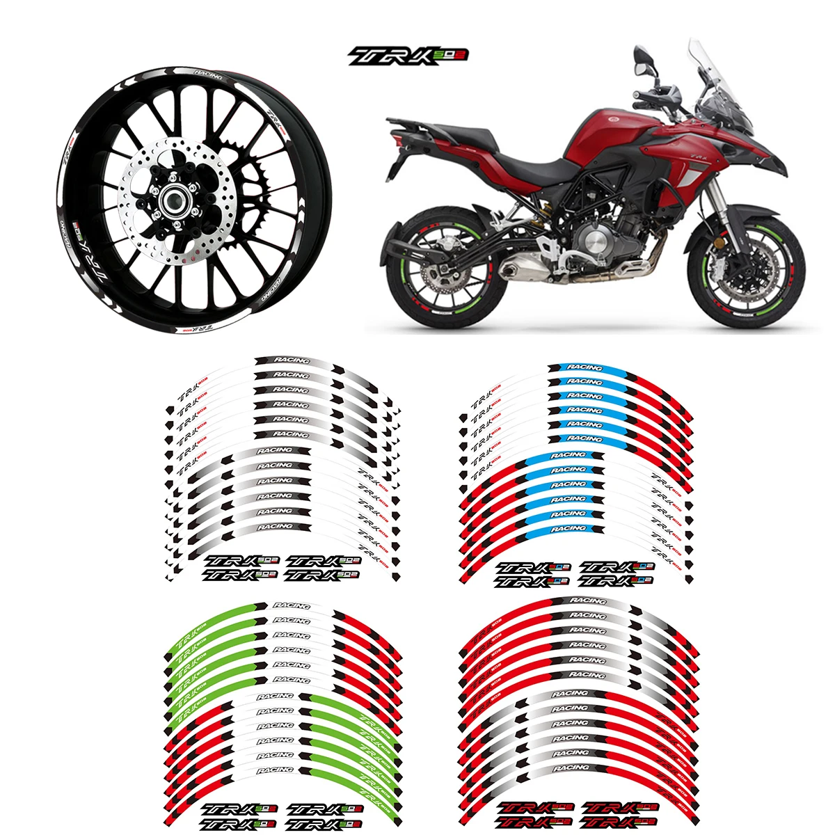 Hot Sell Front & Rear Rim Sticker Wheel Decals Reflective Waterproof Stickers For Benelli TRK 502 trk 502