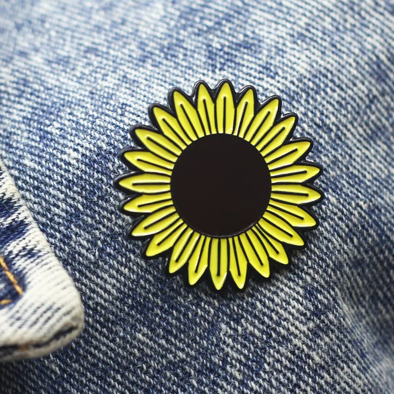 Sunflower Enamel Pin Cartoon Floral Plant Beautiful Flower Badge Brooch for Wedding Party Women Girl Fashion Jewelry Accessory