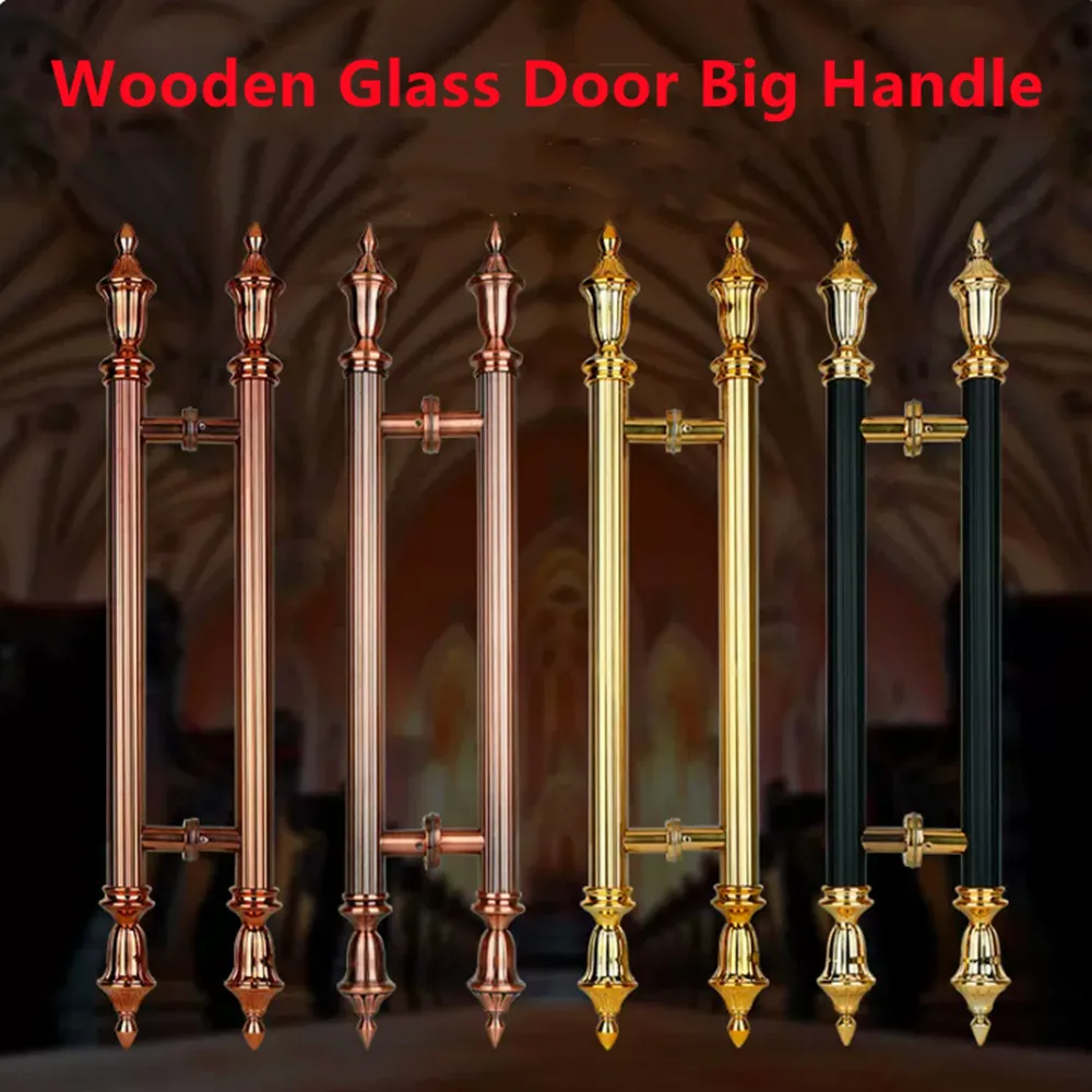 

600 800 1000 1200mm European Fashion Gold Rose Gold Black Antique Bronze Hotel Villa Office Club Home Glass Wooden Door Handle