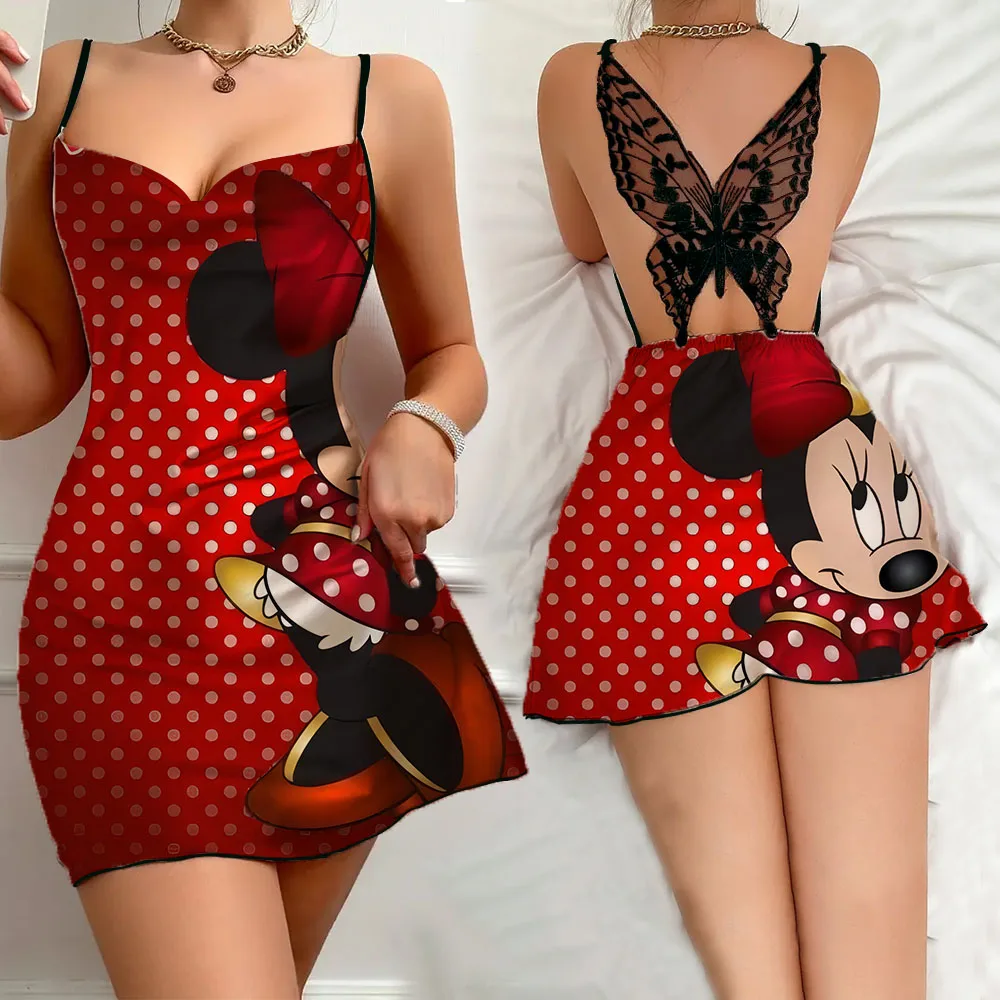 

2024 New Summer Sleevesless Sleepwear for Women Cartoon Pattern Female Pajama Sexy Slip Dress Women's Sleepwear Free Delivery