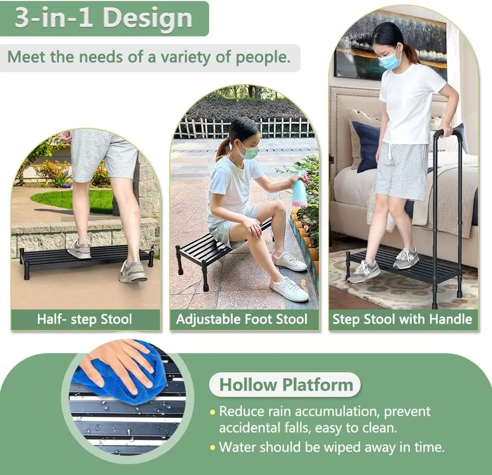 Medical Bedside Step Stool com alça, Heavy Duty Metal Step Stool, Handicap para Get Over para camas altas Adultos