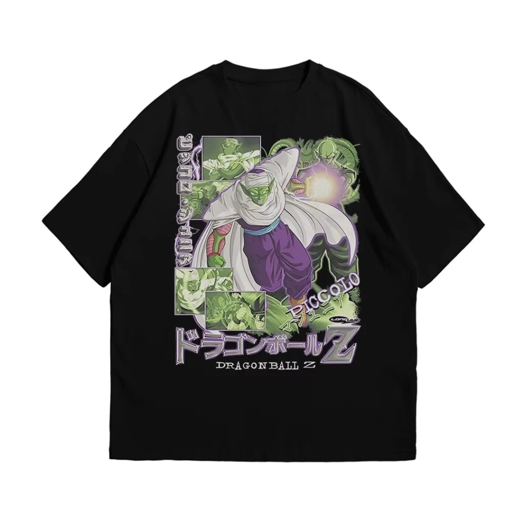 Camiseta de algodón 100% de Anime Dragon Ball Piccolo para hombre y mujer, Top informal de gran tamaño de manga corta japonés Vintage Harajuku Y2k