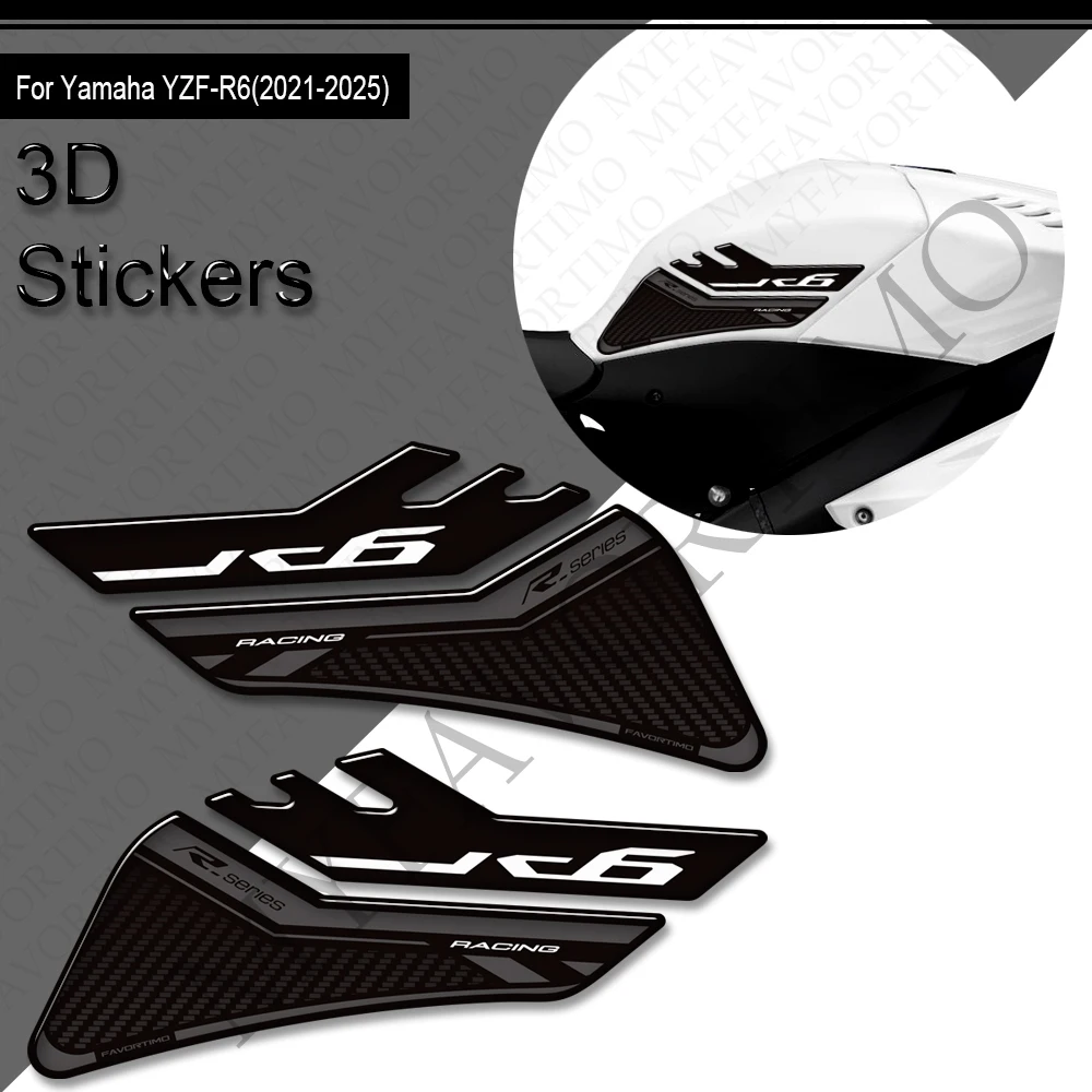 دراجة نارية لياماها YZF-R6 YZFR6 YZF R6 خزان الوسادة غطاء القبضات الغاز زيت الوقود عدة الركبة هدية الحاجز يغطي حماية ملصق #4