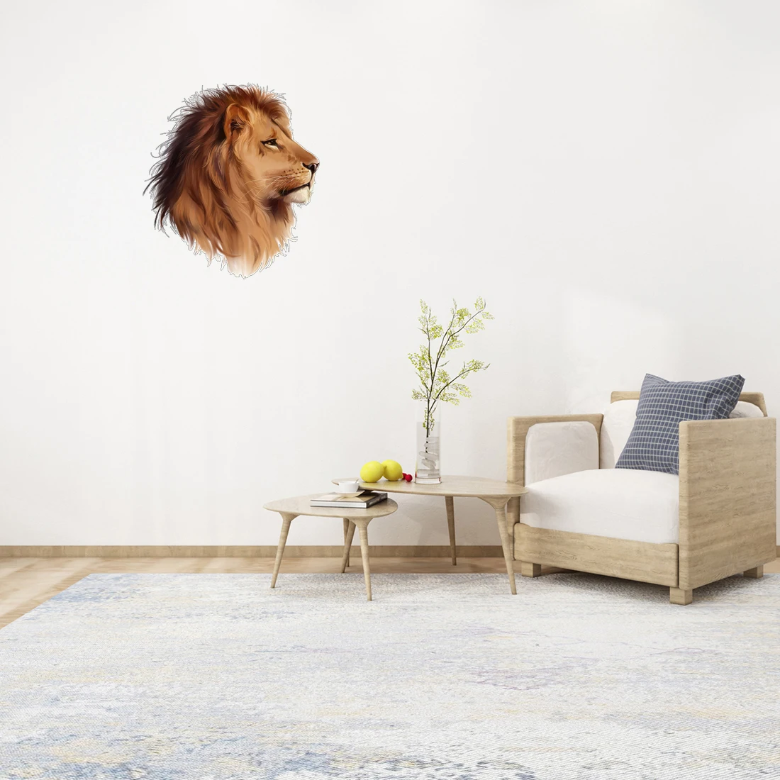 Three Ratels CO17 Lion Hand painted Animal Sticker Room Art Wall Decal