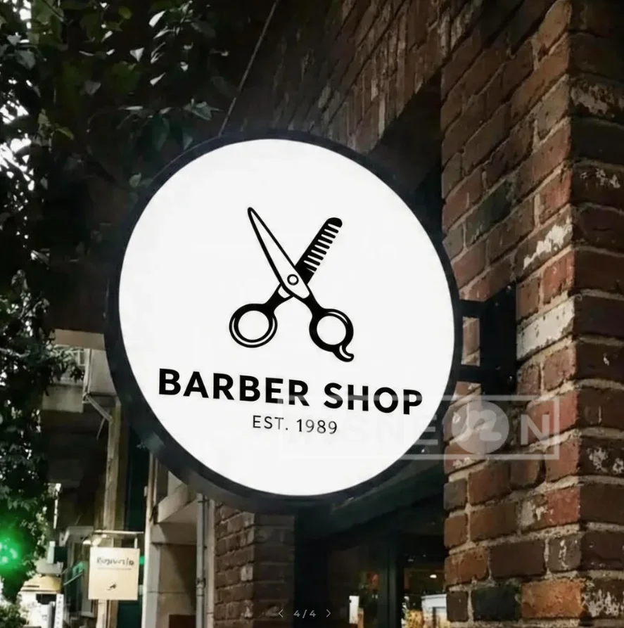 Round Double Sided Light Box Illuminated Advertising Sign Shop Signage Outdoor Projection Backlit Custom Barber Shop Equipment